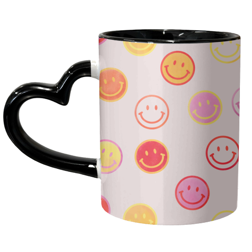 Smiling Faces Pattern - unique mug by Ania Wieclaw