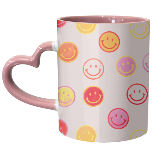 Smiling Faces Pattern - unique mug by Ania Wieclaw