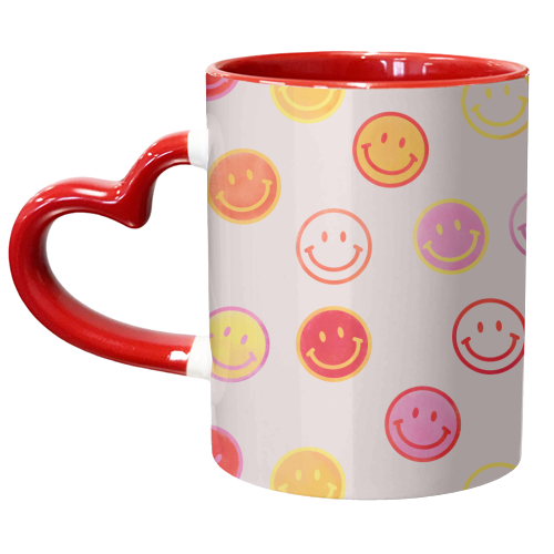 Smiling Faces Pattern - unique mug by Ania Wieclaw