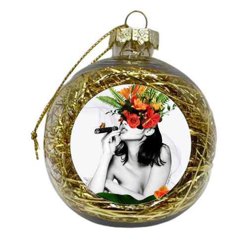 Smoker woman - xmas bauble by Larissa Grace