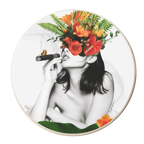 Smoker woman - personalised beer coaster by Larissa Grace
