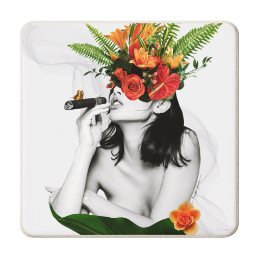 Smoker woman - personalised beer coaster by Larissa Grace