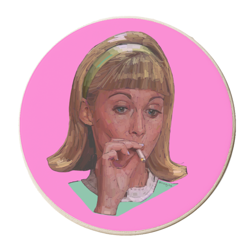 Smoking Sandy - personalised beer coaster by Beverley Rae