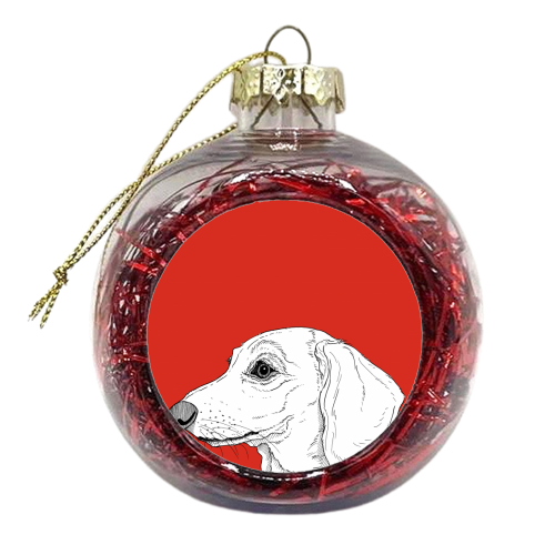 Smooth Haired Dachshund Portrait - xmas bauble by Adam Regester