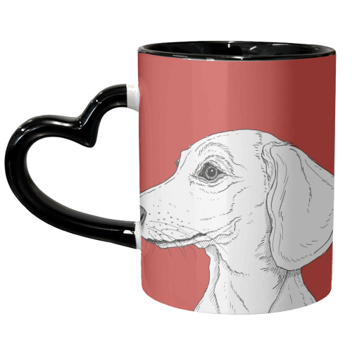 Smooth Haired Dachshund Portrait - unique mug by Adam Regester