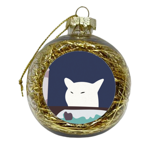Smudge The Cat Meme - xmas bauble by Move Studio