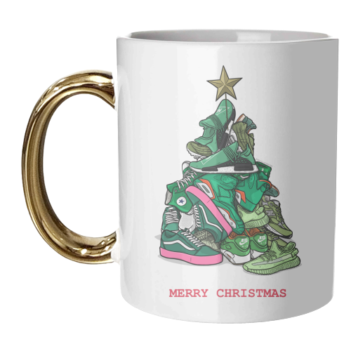 Sneaker Christmas Tree - unique mug by Dale Cullinane