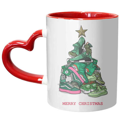 Sneaker Christmas Tree - unique mug by Dale Cullinane