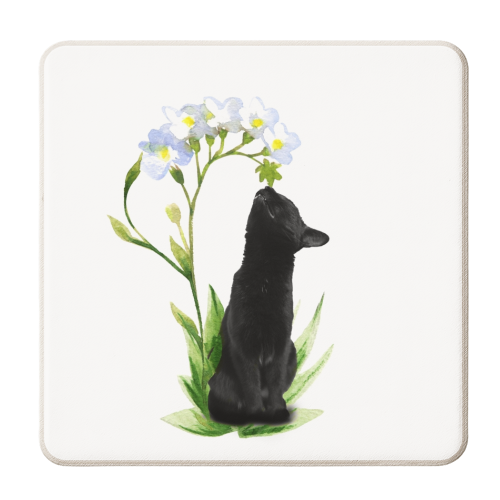 Sniffing Cat - personalised beer coaster by DejaReve