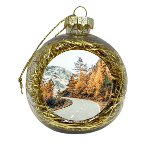 Snow and Golden Pine - xmas bauble by Uma Prabhakar Gokhale