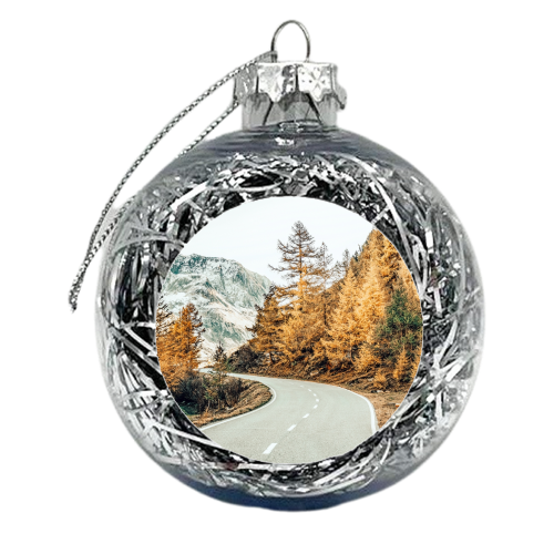 Snow and Golden Pine - xmas bauble by Uma Prabhakar Gokhale