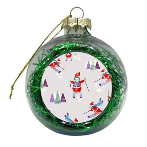 Snow Penguins  - xmas bauble by Yaz Raja