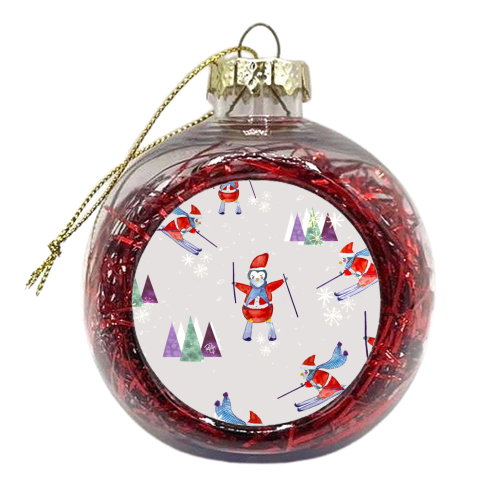 Snow Penguins  - xmas bauble by Yaz Raja