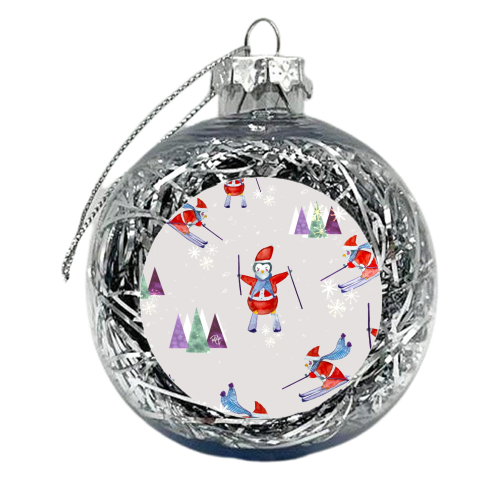 Snow Penguins  - xmas bauble by Yaz Raja