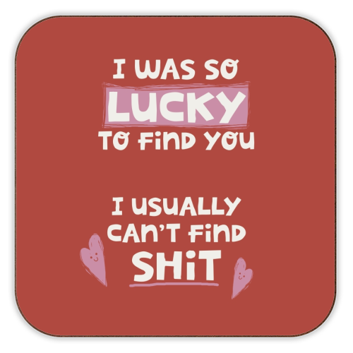 So lucky to find you Valentine - personalised beer coaster by Giddy Kipper