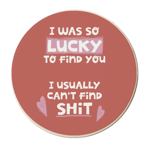 So lucky to find you Valentine - personalised beer coaster by Giddy Kipper