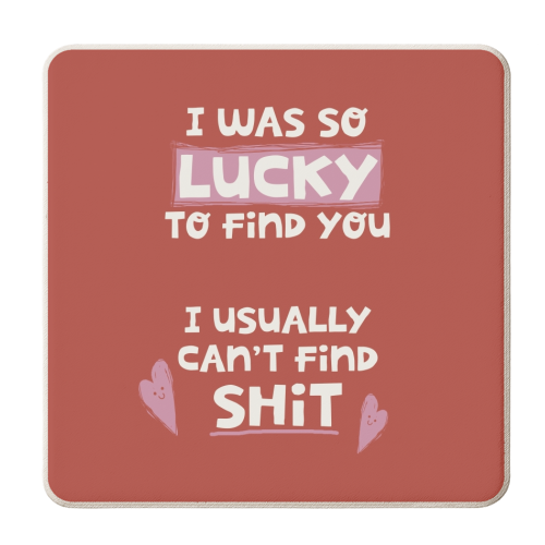 So lucky to find you Valentine - personalised beer coaster by Giddy Kipper