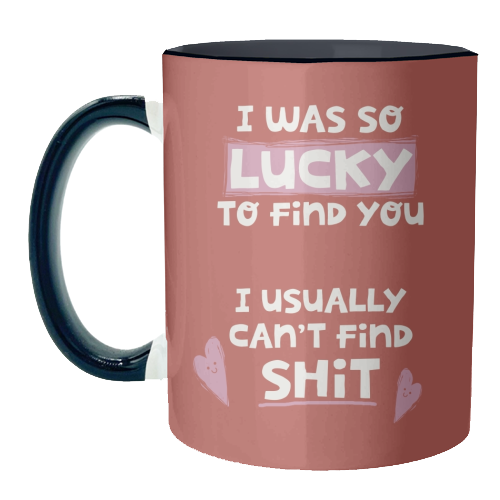 So lucky to find you Valentine - unique mug by Giddy Kipper