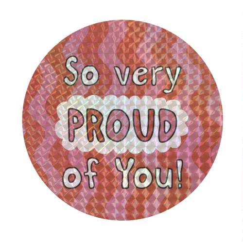 So very proud of you pink and red - Circle Sticker by Giddy Kipper