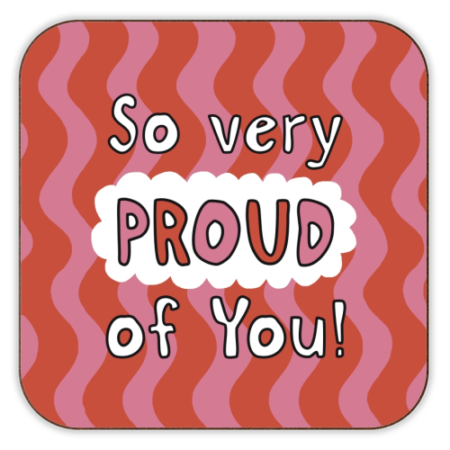 So very proud of you pink and red - personalised beer coaster by Giddy Kipper