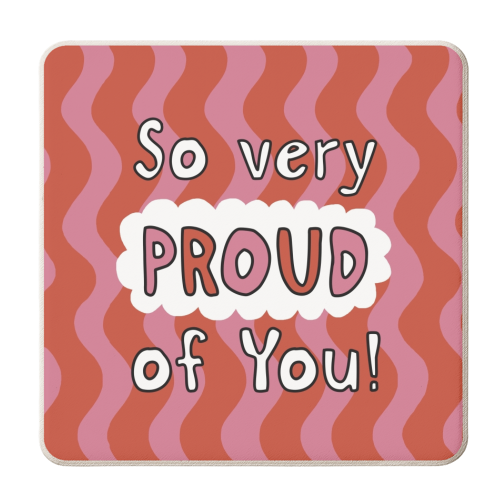 So very proud of you pink and red - personalised beer coaster by Giddy Kipper