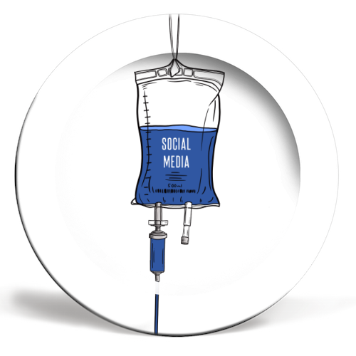 Social Media Drip - ceramic dinner plate by Adam Regester