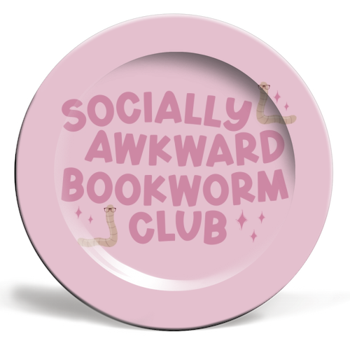Socially Awkward Bookworm Club - ceramic dinner plate by Giddy Kipper