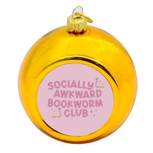 Socially Awkward Bookworm Club - colourful christmas bauble by Giddy Kipper
