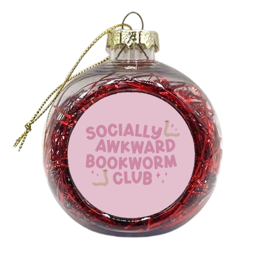 Socially Awkward Bookworm Club - xmas bauble by Giddy Kipper