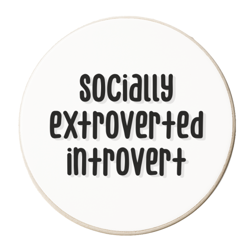 Socially extroverted introvert print - personalised beer coaster by The Girl Next Draw