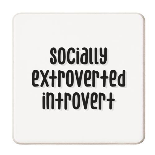 Socially extroverted introvert print - personalised beer coaster by The Girl Next Draw