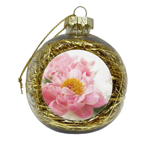 Soft Pink Peonies - xmas bauble by FUTURE