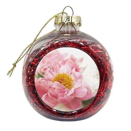 Soft Pink Peonies - xmas bauble by FUTURE