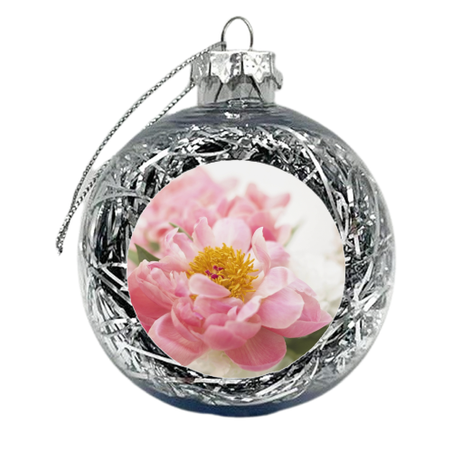Soft Pink Peonies - xmas bauble by FUTURE