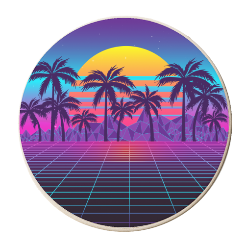Solemn Retrowave Sunset - personalised beer coaster by AbstraHaus by EZbie