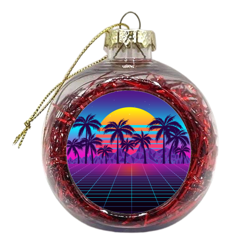 Solemn Retrowave Sunset - xmas bauble by AbstraHaus by EZbie