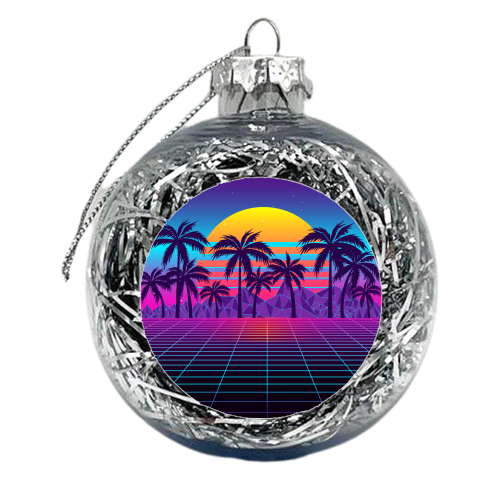 Solemn Retrowave Sunset - xmas bauble by AbstraHaus by EZbie