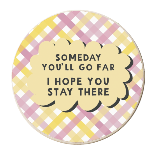 Someday you'll go far funny gift - personalised beer coaster by Giddy Kipper