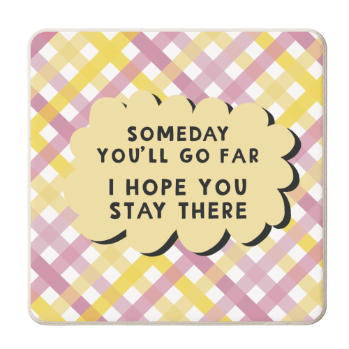 Someday you'll go far funny gift - personalised beer coaster by Giddy Kipper
