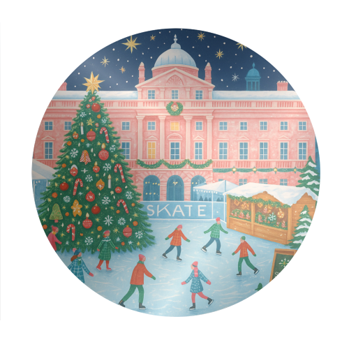 Somerset House at Christmas - Circle Sticker by Ms Doodle