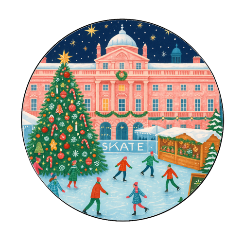 Somerset House at Christmas - Circle Sticker by Ms Doodle