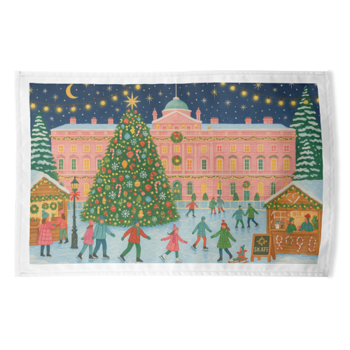 Somerset House at Christmas - funny tea towel by Ms Doodle