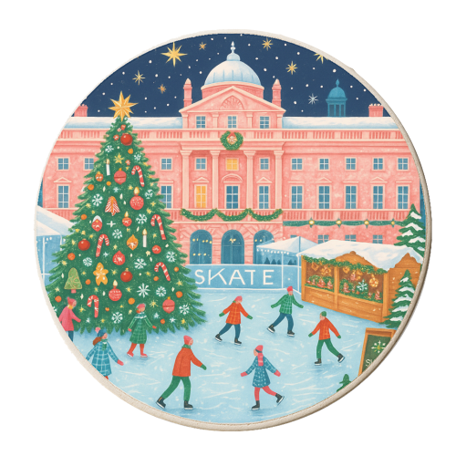 Somerset House at Christmas - personalised beer coaster by Ms Doodle