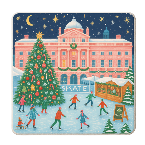 Somerset House at Christmas - personalised beer coaster by Ms Doodle