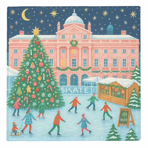 Somerset House at Christmas - personalised beer coaster by Ms Doodle