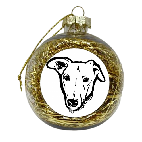Sonny the lurcher greyhound cross - xmas bauble by Mr Fitchard
