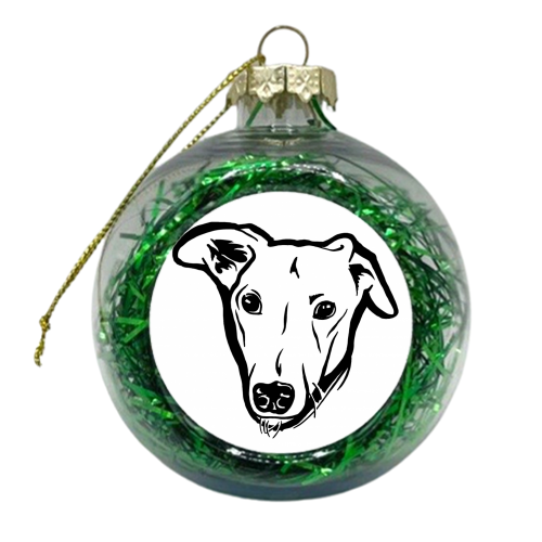 Sonny the lurcher greyhound cross - xmas bauble by Mr Fitchard