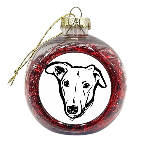 Sonny the lurcher greyhound cross - xmas bauble by Mr Fitchard