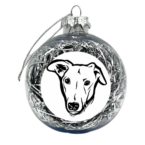 Sonny the lurcher greyhound cross - xmas bauble by Mr Fitchard