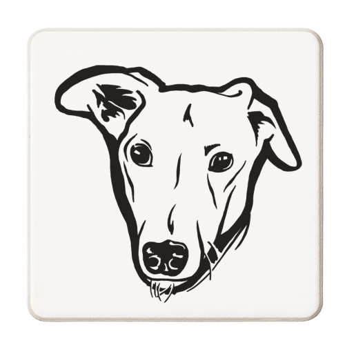 Sonny the lurcher greyhound cross - personalised beer coaster by Mr Fitchard